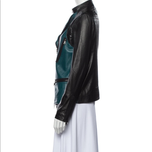 Robert Rodriguez teal and black leather jacket - Picture 5 of 11